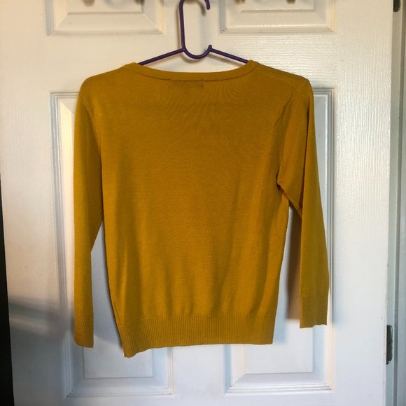 Yemak vintage style 3/4 sleeve mustard sweater - Picture 5 of 6